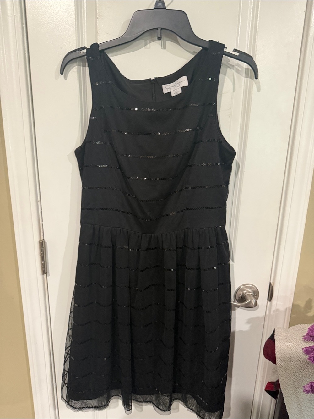 Girls Black Sequin Stripe Party Dress